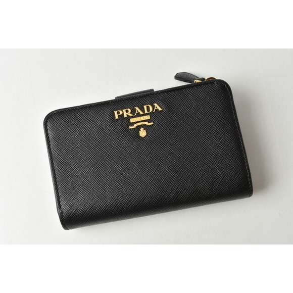 Prada Saffiano Wallet Nero Folding Metal - Picture 1 of 11